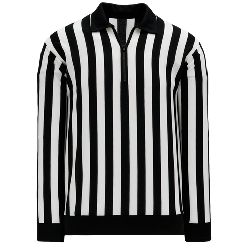 Athletic Knit Hockey Referee Jersey (RJ150), Color 'Black/White/Long Sleeves'